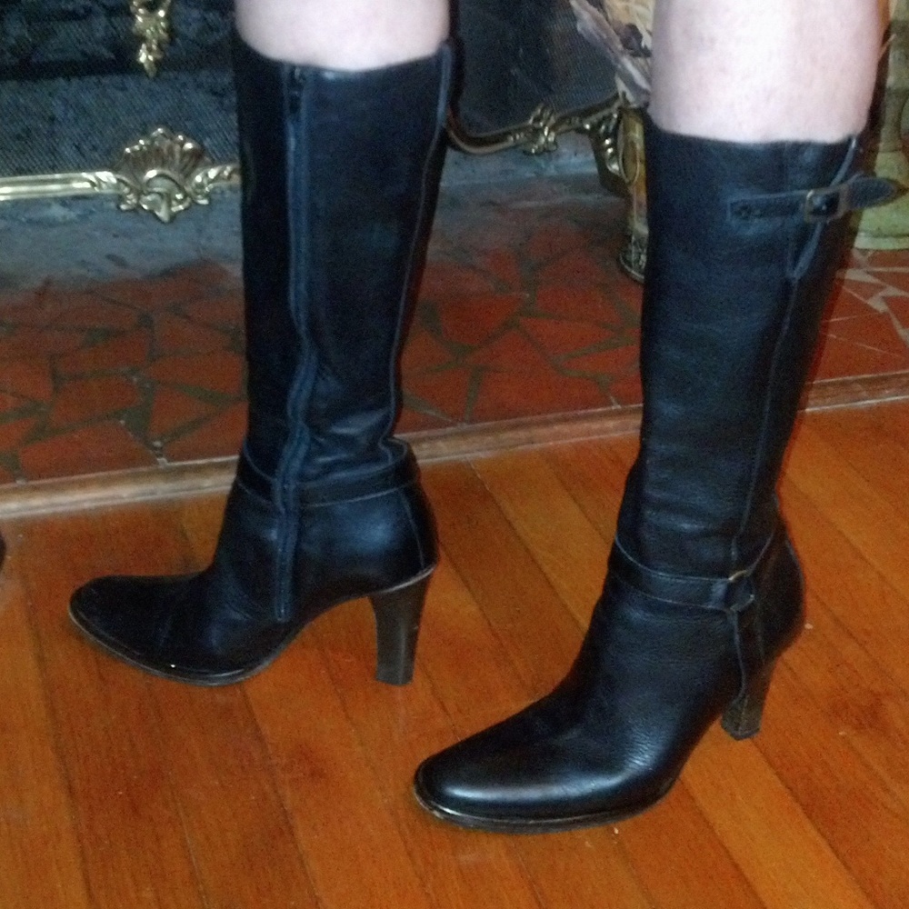 J.  Crew tall Italian Leather Black Boots size 7M